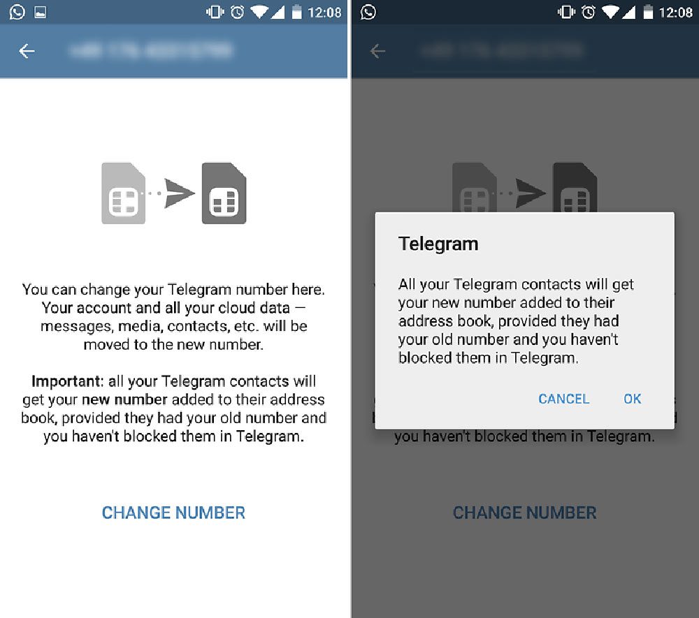 تغییر شماره تلفن همراه در ترفندهای تلگرام