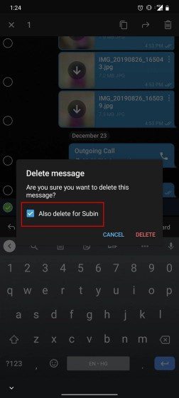 کلک های تلگرام و حذف پیام‌های شخص فرستنده